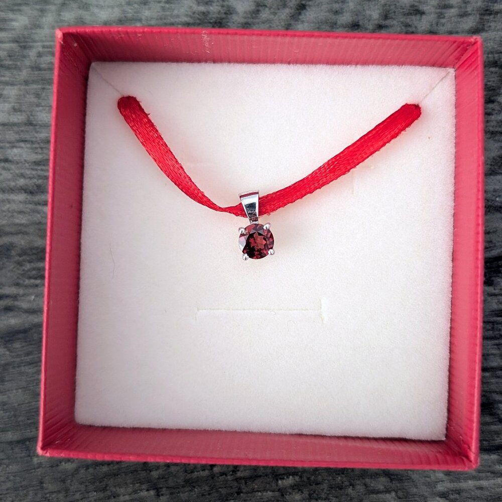 Angara Dainty Round Garnet Necklace Pendant